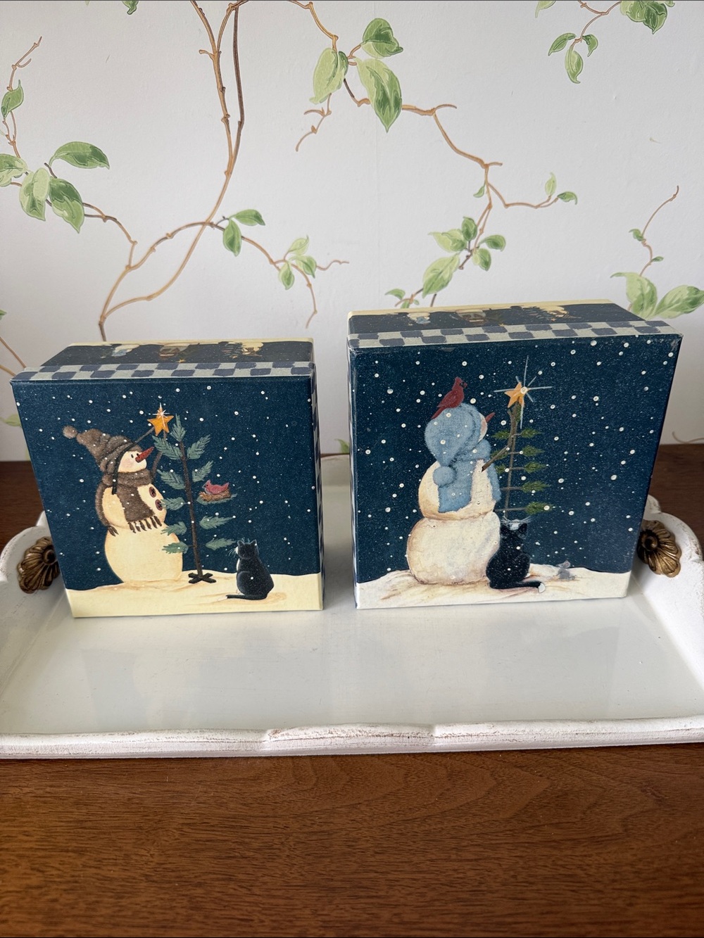 Tri-Coastal Design 2005 Cindy Sampson Holiday Snowman Nesting Box Set